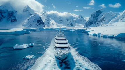 Foto op Canvas Cruise Ship Navigating Through Icy Antarctic Waters © Tiz21