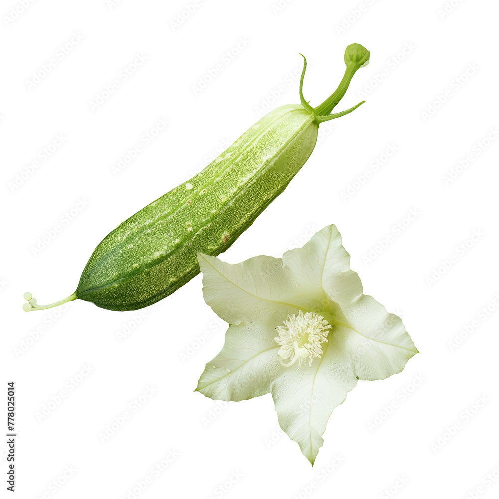 Poster cucumber and flower on transparent background