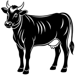 black and white bull