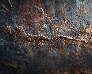 Macro image of metallic surface at a microscopic level, showing oxidation patterns and texture, industrial theme
