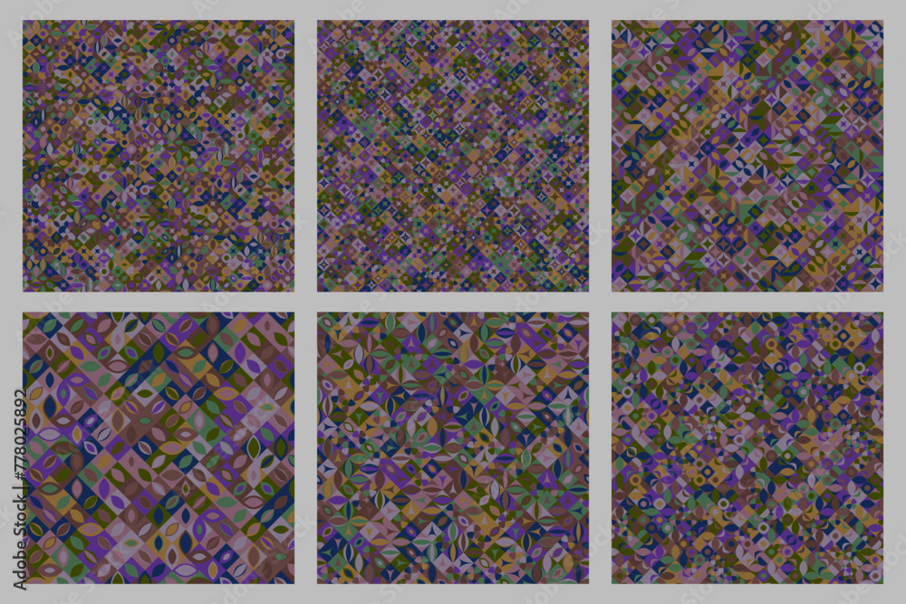 Poster diagonal mosaic pattern background collection - abstract vector illustrations