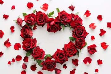 a heart shaped flower arrangement made of red roses