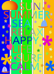 Summer, in colorful banner or various uses.