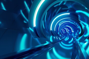 Example: Retro 3D Tunnel Space Warp Hyper Neon. Generative Ai - obrazy, fototapety, plakaty