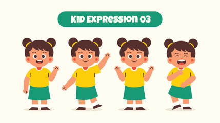 Girl Kid in Various Expressions and Gesture
