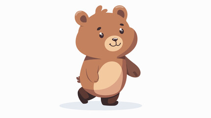 Cartoon cute little bear walking flat vector isolated