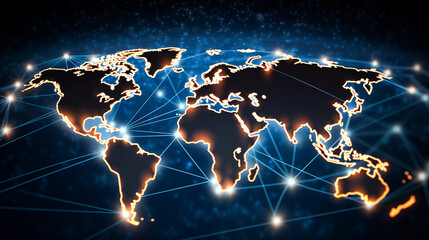 Global network connection Internet, social media, travel, global networking pattern for communication or logistical concepts
