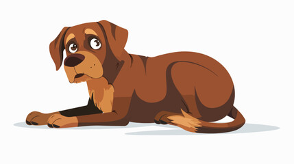 Cartoon illustration of an alert concerned brown dog.