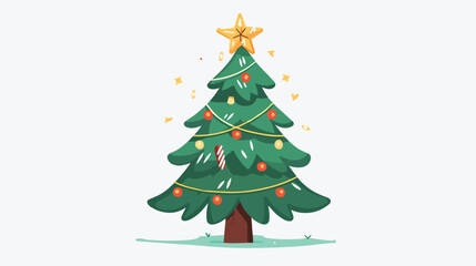 Cartoon vector illustration of Beautiful Christmas tree