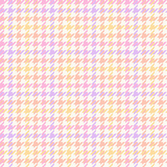 Geometric seamless pattern for spring summer. Colorful pastel checkered houndstooth background in purple, orange, green, yellow pink blue for gift paper, fabric, tablecloth, blanket, textile holiday .