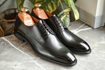 Groom shoes - stylish, traditional, dressing man - business. Generative Ai