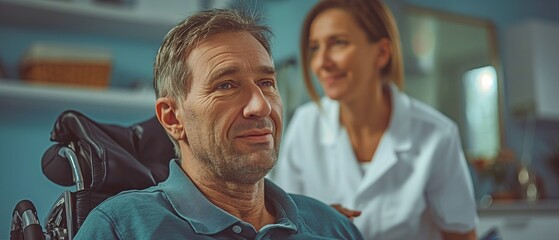 A physiotherapist providing assistance to a patient with amyotrophic lateral sclerosis.