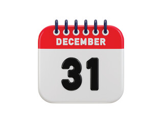 a calendar that says 31st december icon 3d render