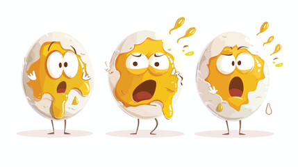 Cute character scrambled eggs with yolk and protein white
