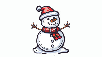 Cute doodle snowman icon. Hand drawn vector 