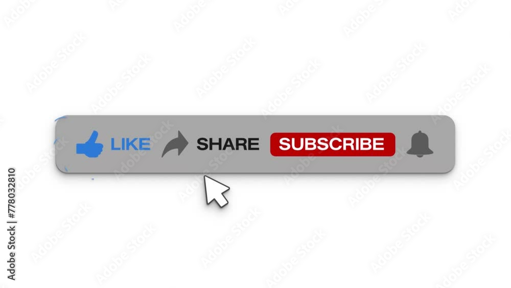 Aufkleber video animation of an animated, floating subscribe button with a bell button on a white background. 