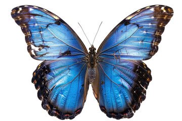 beautiful blue butterfly isolated on white or transparent png