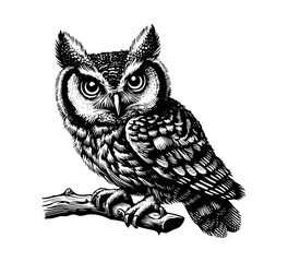 Scops Owl hand drawn vector illustration