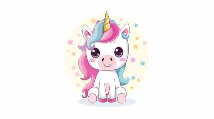 Obraz na płótnie Canvas Cute unicorn mascot vector design flat vector isolated