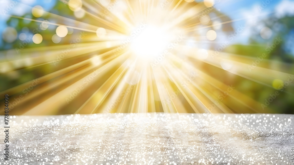 Poster abstract background with golden light rays and bokeh