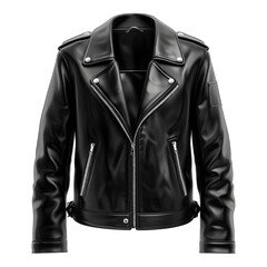 Black leather jacket isolated on white background