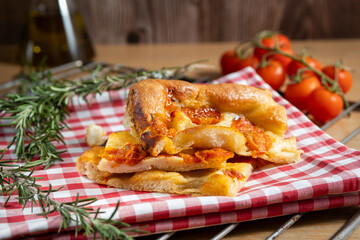 focaccia pizza with cherry tomato Italian bread olive oil 