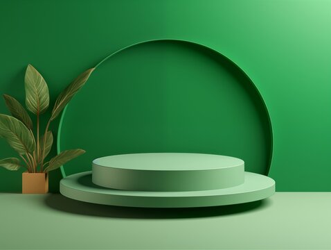 Mockup Modern green Display, Tropic Plant Background