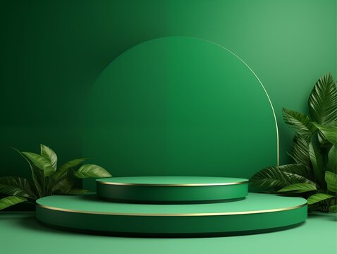 Mockup Modern green Display, Tropic Plant Background