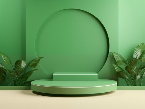 Mockup Modern green Display, Tropic Plant Background