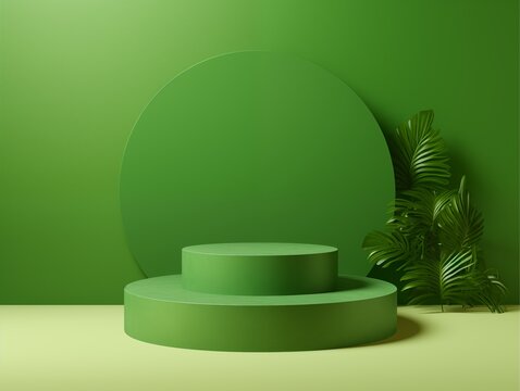 Mockup Modern green Display, Tropic Plant Background
