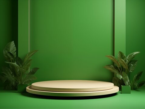 Mockup Modern green Display, Tropic Plant Background