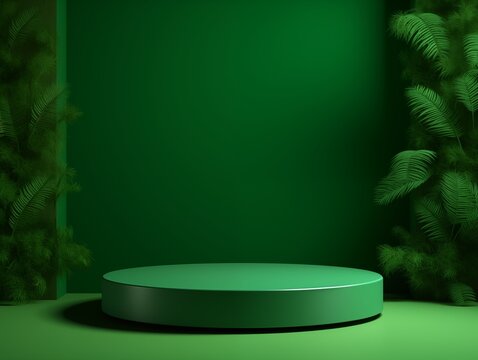 Mockup Modern green Display, Tropic Plant Background