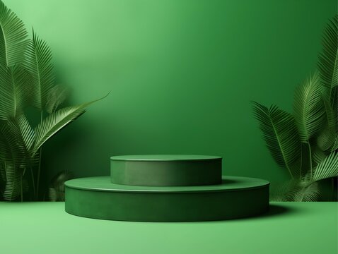 Mockup Modern green Display, Tropic Plant Background