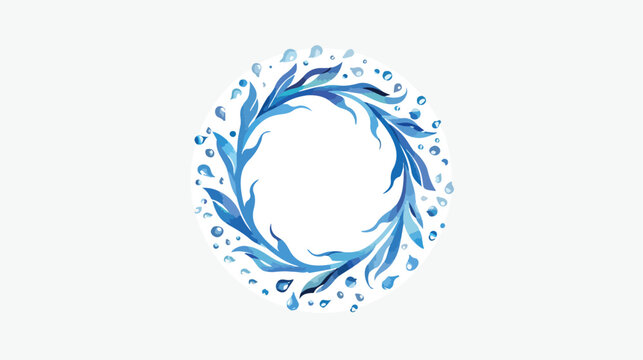 Eco line circle logo formed by twisted blue drops. vector