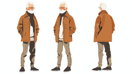 Elderly man wearing stylish clothes vector 