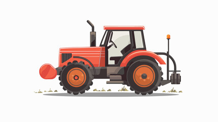 Obraz na płótnie Canvas Farm tractor side view flat vector illustration flat