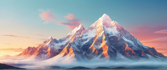 Fototapeta na wymiar 3d flat icon as Mountain Majesty Majestic peaks painted in sunrise hues invite adventure. in nature and landscapes theme with isolated white background ,for advertisement and banner, Full depth of fie