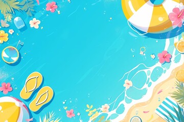 Fototapeta na wymiar summer background with beach illustrations