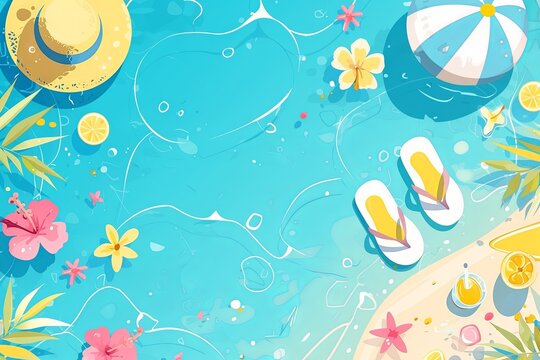 summer background with beach illustrations