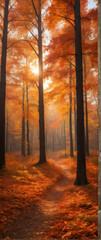 Photo real as Autumn Splendor A forest adorned with autumn foliage a spectacle of warm hues. in nature and landscapes theme ,for advertisement and banner ,Full depth of field, high quality ,include co
