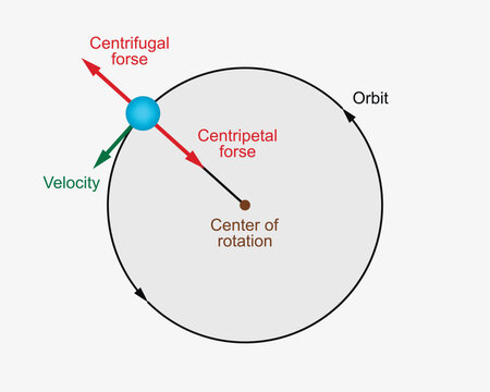 Centripetal and Centrifugal Force on the white background. Education. Science. School. Vector illustration.