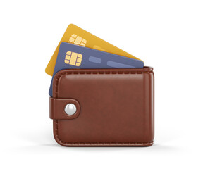 Wallet icon - Wallet and credit cards 3d icon