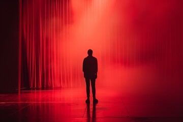 an empty stage bathed in atmospheric light, creating a mesmerizing bokeh effect, perfect for creative projects
