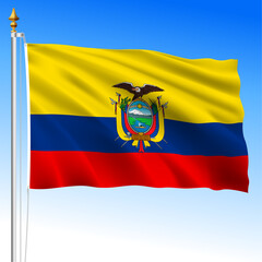Ecuador, official national waving flag, south american country, vector illustration