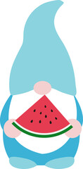 Summer gnome holding watermelon vector