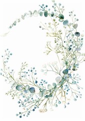 Soft watercolor baby's breath wreaths for newborn announcements,