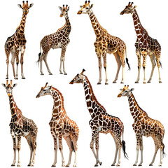 Clipart illustration featuring a various of giraffe on white background. Suitable for crafting and digital design projects.[A-0001]