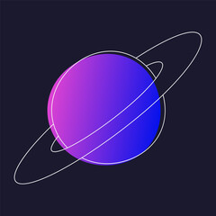 Naklejka premium Purple and Blue Saturn Icon on Black Background