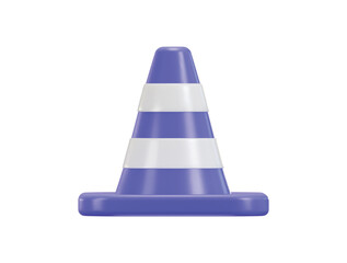 3d traffic cone icon concept on traffic safety rubber road cone striped warning road barrier icon 3d render