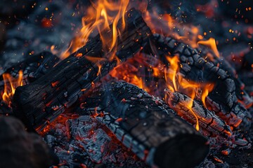 a fire burning in a fire pit - Powered by Adobe